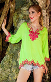 Beautiful and Elegant Embroidered Cover up Tunic to wear at the beach - Hot Boho Resort & Swimwear