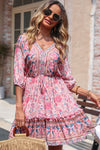 Bohemian Frill Trim V-Neck Dress - Hot Boho Resort & Swimwear