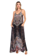 Bohemian Maui Nights Elegant Maxi Pocket Dress in Viscose Silk - Hot Boho Resort & Swimwear