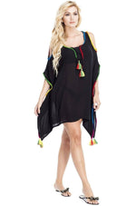 Cold Shoulder Kaftans With Tassels For Resort Wear | Summer Kaftan Dresses - Hot Boho Resort & Swimwear