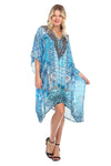 Hot Boho Beach Bliss Luxury Silk Caftan Dress/Cover Up with V-Neck Jewels - Hot Boho Resort & Swimwear