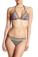 La Moda Strappy Triangle Sexy Halter Neck Two-Piece Beaded Bikini Sets - Hot Boho Resort & Swimwear