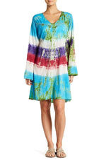 La Moda Tie Dye Lounge Dress | Tie Dye Bell-Sleeve Cover-Up Dress  |Resort Dress | Beachwear - Hot Boho Resort & Swimwear