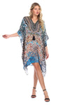 Luxury Silk Caftan Dress/Cover Up with V-Neck Cross Lace - Hot Boho Resort & Swimwear