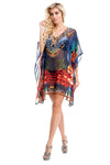 Multi Colored Sheer V-Neck Kaftan Cover Up - Hot Boho Resort & Swimwear