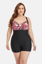 Plus Size Two-Tone One-Piece Swimsuit - Hot Boho Resort & Swimwear