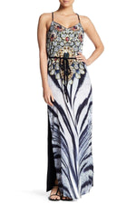 Printed T Back Maxi Dress with Front Pockets - Hot Boho Resort & Swimwear