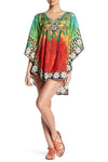 Relaxed Multi Color Short Balloon Kaftan - Hot Boho Resort & Swimwear