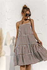 Striped Tiered Sleeveless Dress - Hot Boho Resort & Swimwear