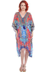 Trendy V-Neckline Maxi Silk Dress - Designer Resort Wear Kaftan - Hot Boho Resort & Swimwear