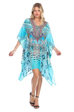 Women Casual Swimwear Swimsuit Cover Up Short Beach Dress Caftan | Hot Boho - Hot Boho Resort & Swimwear