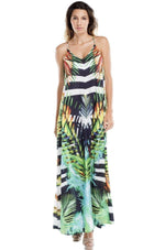 Women's  Fashion Maxi dresses in Animal Print | T-Back Maxi Dress With Front Pockets - Hot Boho Resort & Swimwear