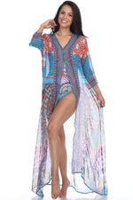 Women's Flowy Kimono Cardigan Open Front Maxi Dress Cover Up - Hot Boho Resort & Swimwear
