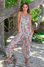 Womens Rayon Hippie Staycation Jumpsuit with front pockets for Summer Travels - Hot Boho Resort & Swimwear