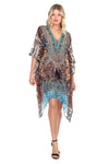 Women's Viscose Silk Caftan Poncho Cover up V Neck Top Lace up - Hot Boho Resort & Swimwear